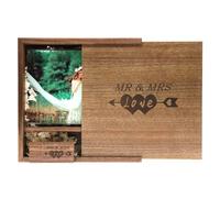LXSINO Memoria USB de Madera con láser grabada por Mr & Mrs Design - Memoria USB de Memoria USB de Madera de 64GB con Caja de Madera de fotografía (170 * 170 * 35 mm) para Novia, Novio (Nogal)