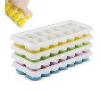 LxsNyvantic Cubiteras Para Hielo Con Tapa, Set 4 Moldes Silicona Sin BPA, 14 Cavidades Por Bandeja (56 Cubitos En Total), Fácil Desmoldeo, Resistentes Y Seguras, Para Cócteles, Whisky, Zumo