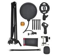 LxsNyvantic Soporte De Micrófono Con Brazo Plegable, Giro 360° Y 4 Ejes, Muelles Reforzados Para Reducir Vibraciones, Adaptadores 3/8-5/8-1/4, Filtro Anti-pop, Compatible Con Blue Yeti/HyperX/Elgato