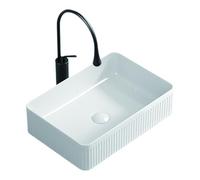 LXTEDJ Lavabo Moderno Sobre Encimera, Material Cerámico, Blanca Brillante, Lavamanos Pequeño, Para Baños Y Vestidores-500X340X130MM