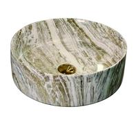 LXTEDJ Lavamanos De Baño De Cerámica,El Diseño General Adopta Texturas De Piedra, Redondo Lavabo Sobre Encimera, Adecuado Para Baños Modernos Y Tradicionales, 40X40X12CM-01