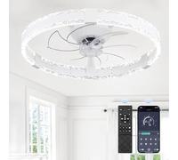 LXTEDJ Ventilador de Techo con Luz y Mando a Distancia, 50cm LED Regulable Ventilador de Techo con luz, 6 Velocidades Plafon Iluminacion Ventilador Moderna para Dormitorio Salón, Blanco