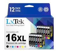 LxTek 16XL Multipack Cartuchos de Tinta para Epson 16XL WF2750 WF2010 Compatible para Workforce WF-2010 WF-2510 WF-2520 WF-2530 WF-2540 WF-2630 WF-2650 WF-2660 WF-2750 WF-2760 (Paquete de 12)