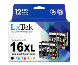 LxTek 16XL Multipack Cartuchos de Tinta para Epson 16XL WF2750 WF2010 Compatible para Workforce WF-2010 WF-2510 WF-2520 WF-2530 WF-2540 WF-2630 WF-2650 WF-2660 WF-2750 WF-2760 (Paquete de 12)