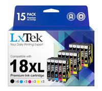 LxTek 18XL Cartuchos de Tinta Compatible para Epson 18 XL 18XL para Epson XP 215 XP 225 XP 205 XP 325 XP 422 XP 305 para Expression Home XP-415 XP-425 XP-315 XP-312 XP -425 XP-412 (Pack de 15)