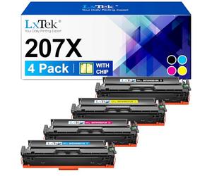LxTek 207A 207X con Chip Compatible con HP 207A W2210A 207X W2210X para HP Color LaserJet Pro MFP M283FDW M283FDN M255DW M282NW M255 M282 M283 (4 Unidades)