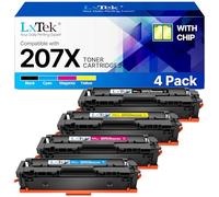 LxTek 207X 207A MFP M283fdw - Tóner con chip compatible para HP 207X 207A para HP Color Laserjet Pro M255dw M255nw M283fdn M283cdw M282nw W2210X W2211X W2212X W213X (negro cian Amarillo Magenta 4-Pack