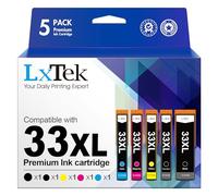 LxTek 33XL Tinta Multipack Compatible para Epson 33 Cartuchos 33XL para Epson XP 540 Cartuchos para Epson XP-7100 XP-530 XP-640 XP-830 XP-900 XP-645 XP-635 XP-630 (Pack de 5)