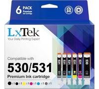 LxTek 530 531 Compatible para Canon Pixma TS8750 Cartuchos de impresora Canon 530 531 CLI531 PGI530 CLI 531 PGI 530 CLI-531PGI-530 PGBK para Canon TS8750 Cartuchos TS 8750 TS8751(6 Paquete de