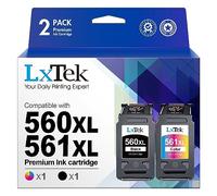 LxTek 560 XL 561 XL Cartuchos de Tinta Replacement para Canon 560 561 XL PG 560 CL 561 para Canon Pixma TS5350 TS5351 TS5352 TS5353 TS7450 TS7451 (Negro y Tricolor)