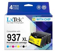 LxTek Cartuchos de tinta compatibles con HP 937 937XL 937e | Compatible con impresoras HP OfficeJet Pro 9720e, 9132e, 9122e, 9120b, 9125e, 9130b, 9130e, 9720, 9730 (negro, cian, amarillo