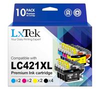LxTek LC421XL LC-421XL 10-Pack Cartuchos compatibles para Brother LC421 XL LC421 Multipack para Brother DCP-J1050DW DCP-J1140DW DCP-J1800DW MFC-J1010DW (4 Negro, 2 Cian, 2 Magenta, 2 Amarillo)