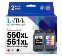 LxTek PG560 XL PG561 XL Cartuchos de Tinta Replacement para Canon 560XL 561XL PG-560 CL-561 para Canon Pixma TS5350 TS5351 TS5352 TS5353 TS7450 TS7451 (Negro y Tricolor, 2 Pack)