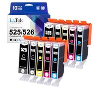 LxTek PGI-525 CLI-526 Cartuchos de Tinta Compatible para Canon 525 526 para Canon MG5350 Cartuchos para Canon PIXMA MG5150 MG5250 IP4850 IP4950 IX6550 MX885 MX715 MG6150 (Pack de 10)