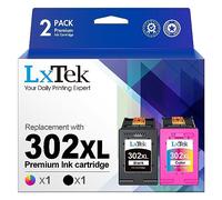 LxTek Tinta 302XL Negro y Tricolor Compatible para HP 302 XL 302XL Cartuchos de Tinta para HP Envy 4525 4527 4520 Officejet 3831 3830 5230 5220 DeskJet 3630 2130 3636 (2 Pack)