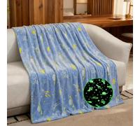 LXTOPN Manta para niños, manta de dinosaurio, manta de unicornio que brilla en la oscuridad, manta de franela para niños y niñas (astronauta azul, 130 x 150 cm)