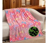 LXTOPN Manta suave de franela para niñas con diseño de mariposas que brillan en la oscuridad, para niñas de 3, 4, 5 y 6 años, regalo