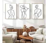 LXTOPN Moderno póster de mural, minimalista abstracto, juego de imágenes de arte de línea, 3 pósteres, murales para dormitorio y sala de estar, sin marco (negro y blanco, 40 x 60 cm)