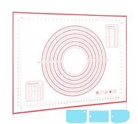 LXUDN Tapete Silicona Horno 60 * 40cm, Silpat Antiadherente, Base de Silicona Para Horno Con Medición, Tapete de Repostería de Silicona Para Masa Fondant Pizza Pan (Rojo+Rascador), DD-287