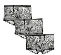 LXURY 3/6 Uds. Calzoncillos Transparentes de Seda de Hielo para Hombre, Boxer, Ropa Interior Transpirable, Boxer Fresco para Hombres (3XL,3pcs-A)