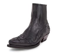 LXURY Botas De Caballero Para Hombre, Botas De Vaquero Occidentales Bordadas, Botas Con Estampado De Retazos De Cuero De Pu Con Punta Puntiaguda, Para Granjas Al Aire Libre,Negro,42