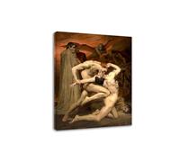 LXURY Bouguereau.Dante y Virgilio en el infierno.Reproducción de Cuadros famosas.Imprimir sobre lienzo. Pósteres e impresiones. Imagen para decoración del hogar 70x91 cm con marco interior
