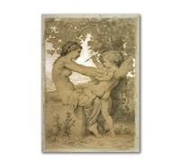LXURY Bouguereau. Una joven defendiéndose contra Eros. Reproducción de Cuadros famosas. Imprimir sobre lienzo. Pósteres e impresiones. Imagen para decoración del hogar 30x42 cm sin marco.
