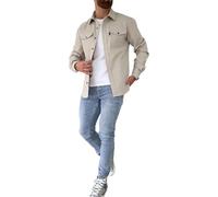 LXURY Chaqueta Tipo Camisa con Botones para Hombre,Sobrecamisa con Botones para Abrigo de Trabajo de algodón,Manga Larga Ajustada para Hombre (3XL,Light Apricot)