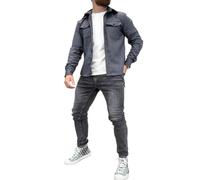 LXURY Chaqueta Tipo Camisa con Botones para Hombre,Sobrecamisa con Botones para Abrigo de Trabajo de algodón,Manga Larga Ajustada para Hombre (M,Dark Gray)