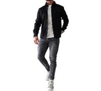 LXURY Chaqueta Tipo Camisa con Botones para Hombre,Sobrecamisa con Botones para Abrigo de Trabajo de algodón,Manga Larga Ajustada para Hombre (M,Navy Blue)