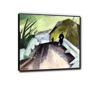 LXURY En el puente-Cuadro famoso-Enmarcado-Impresiones en lienzo-Reproducciones sobre lienzo-Arte abstracto de pared para sala de estar 50x50cm Negro Enmarcado