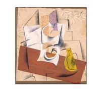 LXURY Impresiones de Cuadros famosas Picasso Composición con una pera cortada Arte de la pared de Picasso enmarcado cuadro abstractos modernos grandes 30x30cm Enmarcada negra