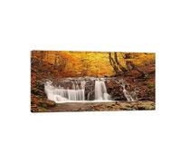 LXURY Paisaje Cuadro Estirado con Marco-El bosque otoño sale río-Impresión Imagen Naturaleza sobre Lienzo-Cuadros Decoracion Salon Modernos-Listo para Colgar 40x80cm16x31inches Enmarcado