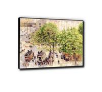 LXURY Pissarr o Place du Theatre Francais: Primavera Cuadro famoso Enmarcado Impresiones en lienzo de paisajes Reproducciones Cuadro artístico de pared para decoración 40x50cm Enmarcado negro