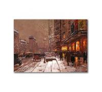 LXURY Poeta parisino de la pintura.Porte St. Denis en invierno.Reproducción de pinturas famosas.Arte de pared en lienzo.Cuadro postimpresionista para decoración del hogar 30x42cm Sin marco