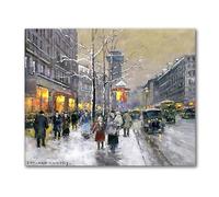 LXURY Poeta parisino de la pintura.Porte St. Denis, París.Reproducción de pinturas famosas.Arte de pared en lienzo.Cuadro postimpresionista para decoración del hogar 60x72cm Sin marco