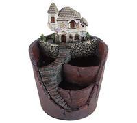 LXWalibrex Maceta Creativa de Resina para suculentas, Maceta para Flores, decoración para el jardín del hogar, macetero en Forma de Mini Castillo para Hierbas con Orificios de Drenaje y Base (Villa)