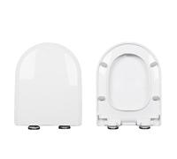 LXWKAI Asiento de inodoro de cierre suave con funda de asiento de polipropileno en forma de D/U, bisagra de metal ajustable de 360°, liberación rápida, fácil instalación y limpieza, blanco, 35 x 44 cm