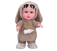 Lxwraptorial Muñeca eléctrica de Peluche para bebés, Juguete de niña Que Canta, Baila, Camina y Repite lo Que se le Dice, con características realistas, Atuendo Lindo, Gafas de Sol y biberón