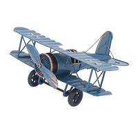Lxwythozoan Modelo de avión Retro de Metal, Adorno Vintage de avión en Hierro, Estatua de avión Azul Envejecida con una Elegante Postura de Vuelo, Ideal para Decorar oficinas, dormitorios y