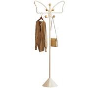 LXXSHOPDS Percheros Burro Perchero Independiente con Barra para Colgar y 5 Ganchos, Estante De Ropa Creativo con Forma de Mariposa, Perchero metálico Que Ahorra Espacio para Dormitorio, Blanco