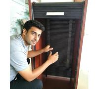LXXW Kit de puerta persiana plástico Pvc for gabinete con riel y tirador manual, puertas enrollables corredizas alta resistencia tamaño personalizado, rectas(60x80cm)