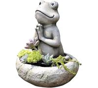 LXYAYY Estatua de rana de yoga meditadora, maceta de resina, figura de animal zen, escultura de rana de yoga