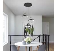 LXYAYY Lámpara Colgante Moderna de Tres Luces con Anillo Negro, de una Sola Cabeza, pequeña, para Comedor, Dormitorio, mesita de Noche, Moderna(3 Heads-Round)