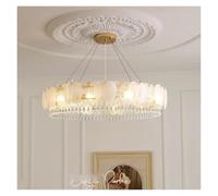 LXYAYY Lámparas Colgantes de Cristal de Lujo para decoración del hogar, Luces Colgantes de Plumas Blancas, luminarias para Sala de Estar, Comedor, Dormitorio, lámparas (60cm)