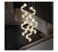 LXYAYY Luces Colgantes de Cristal de Lustre Moderno Que iluminan Las escaleras Lámpara Colgante de LED de Metal Dorado de Lujo Lámpara Colgante de LED Regulable Lámpara Colgante (3 Light)
