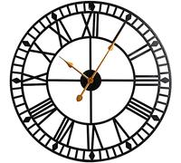 LXYAYY Reloj de pared para jardín, interior y exterior, silencioso, vintage, grande, redondo, de metal, números romanos para sala de estar