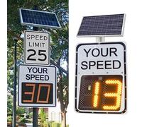 LXYAYY Señal de tráfico de radar con pantalla de velocidad, 20 x 27 pulgadas/24 x 35 pulgadas, señal solar de retroalimentación de radar de velocidad de seguridad vial con accesorios, color blanco (60