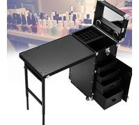 LXYDPZ Escritorio de manicura portátil y móvil, Estuche de Viaje Profesional multifunción para uñas, Neceser con Cerradura y Almacenamiento (Negro) (Negro)