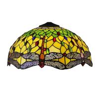 LXYST 16 Inch Dragonfly Lampshades Replacement, Only Style Stained Glass Shade, Vintage Yellow Green Orange White Light Cover for Table Floor Lamp Ceiling Pen,Yellow
